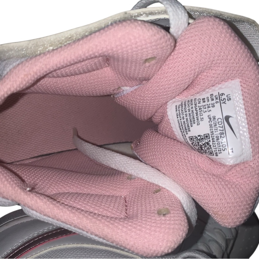 Nike White with Metallic Pink Mid-Top Sneakers - Picture 6 of 6
